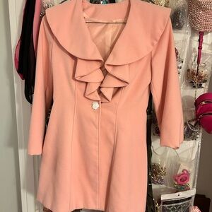 Elegant Pink Ruffle Coat
